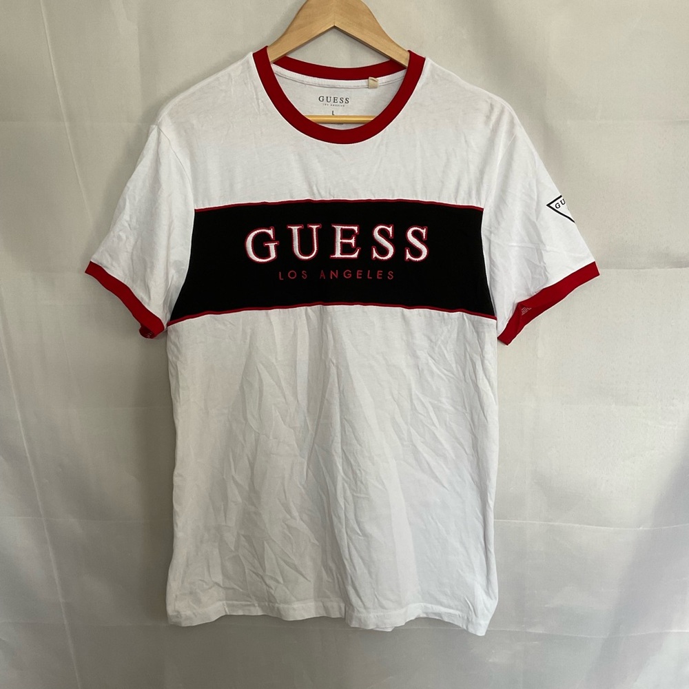 Guess Embroidered Logo Slim Fit Ringer Tee